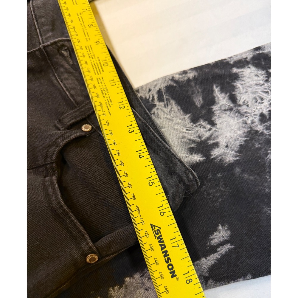 Y2K Grunge Hydraulic Jeans Murray Flare Black White Acid Wash Tie Dye Raw Hem 12 - Picture 8 of 9